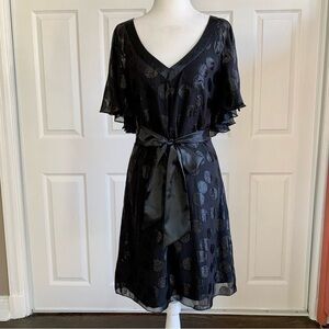 2b.Rych Black Silk Sparkle Polka Dot Party Dress